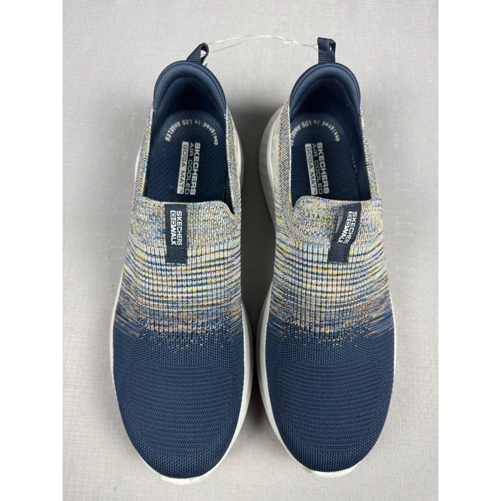 Skechers GoWalk Stretch Fit Navy Multicolor Slip On Sneakers 125651 Womens 11